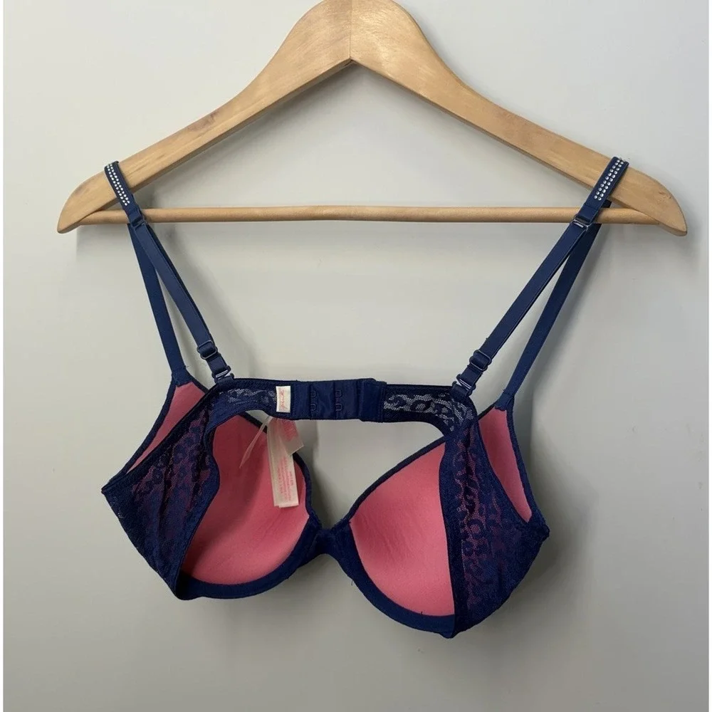 Victorias Secret Pink Wear Everywhere Push Up Bra Size 34B Cheetah Sexy Romantic - Picture 4 of 9